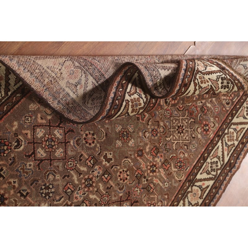 Traditional Hamedan Persian Vintage Runner Rug Handmade Wool Carpet - 3'8"x 9'8"