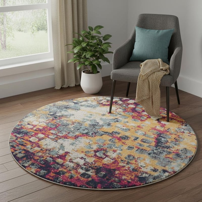 HomeRoots Codo Abstract Modern Square Area Rug - 5' X 5'