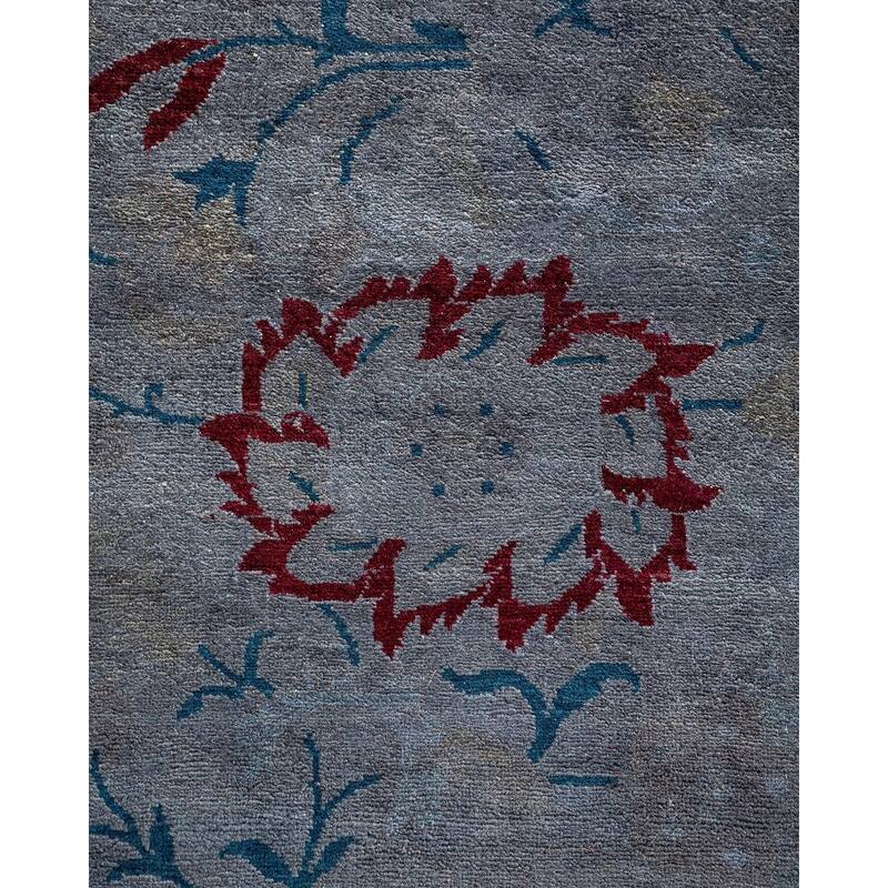 Overton Hand Knotted Wool Vintage Inspired Modern Contemporary Overdyed Gray Area Rug - 8' 2" x 10' 3"