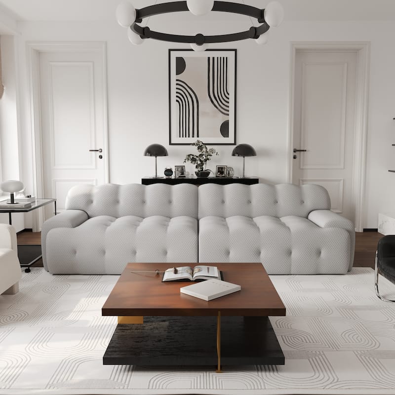 102.4" Oversize Loveseat 3D Mesh Fabric Sectional Sofa Modern Comfy Modular Floor Couch