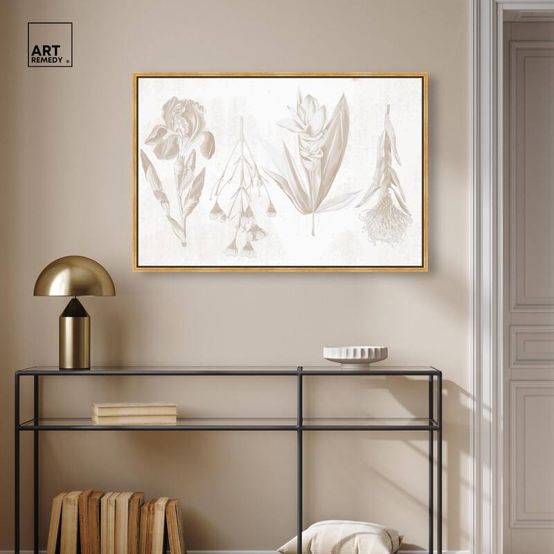 White Pressed Flora Canvas by Art Remedy