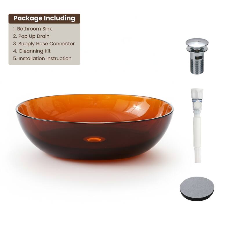 Transparent Resin Vessel Bathroom Sink Included Pop-up Drain and Drain Hose, Modern Above Counter Wash Basin with Center Drain