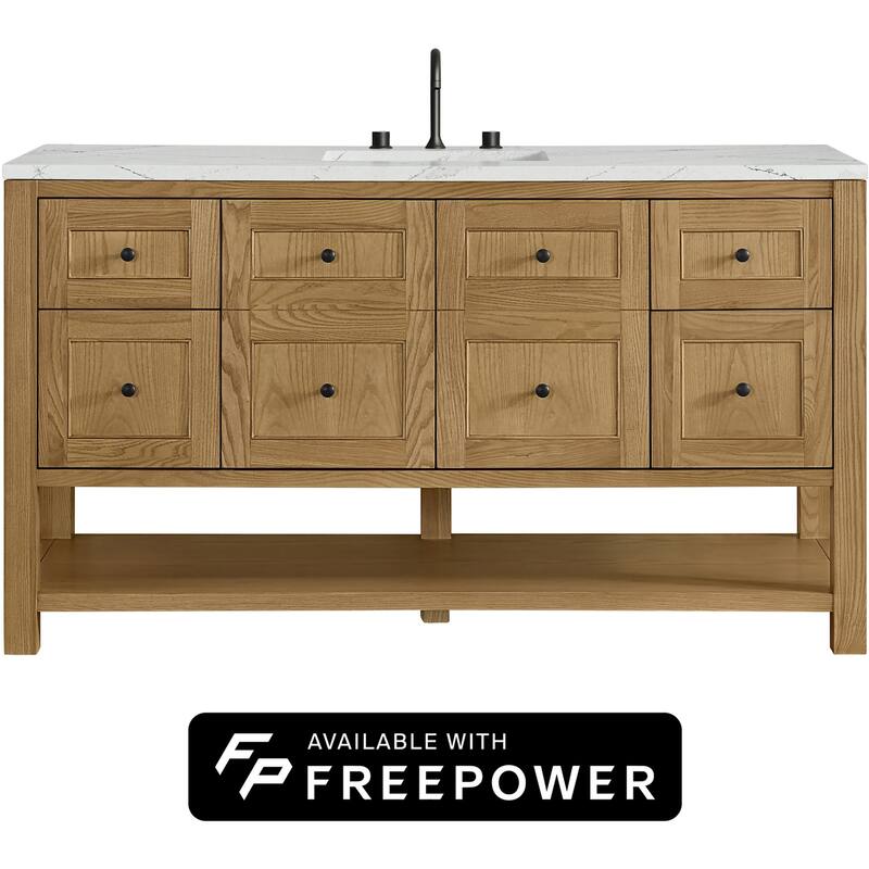 James Martin Vanities 330-V60S-FENC Breckenridge 60" Free Standing - Light Natural Oak