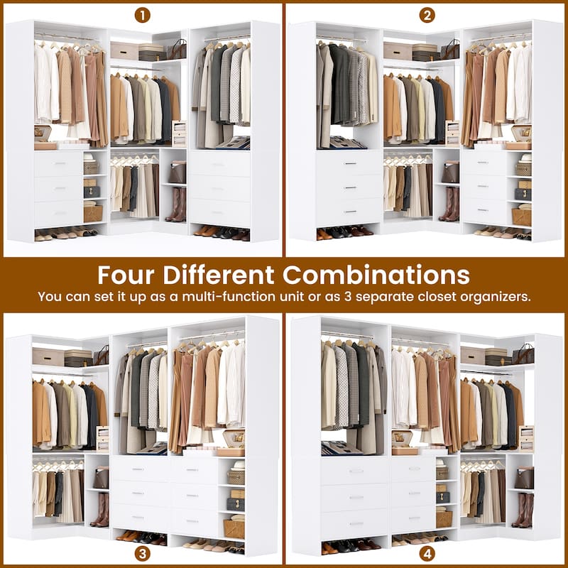 Cimly Set of 3 Freestanding Corner Closet System, Space-saving Closet Organizer for Walk-in/ Reach-in Closet