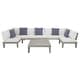preview thumbnail 1 of 9, SAFAVIEH Outdoor Granton 5-piece Solid Wood Sectional Conversation Set Grey/White/Navy