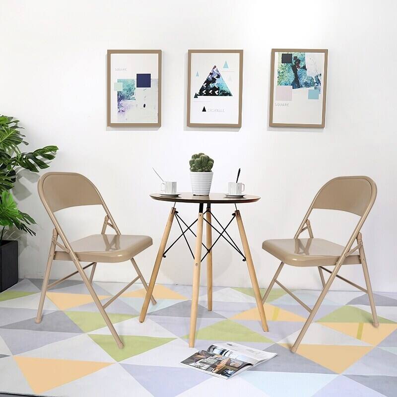 VECELO Dining Chairs Set of 4/8, Beige/Black Folding Chairs with Steel Frame