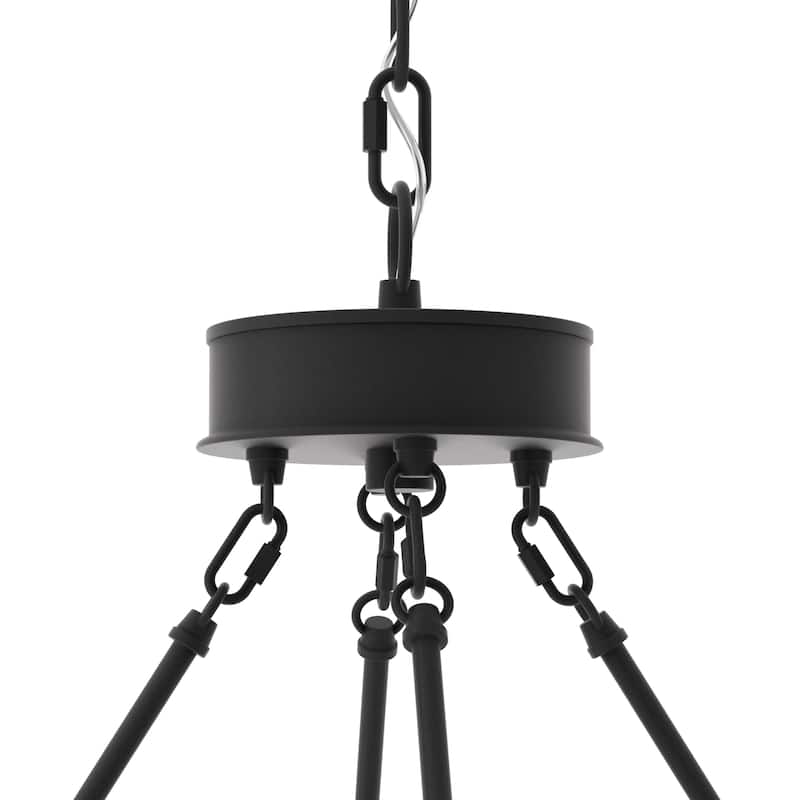 Modern Farmhouse Black Round Wagon Wheel Chandelier