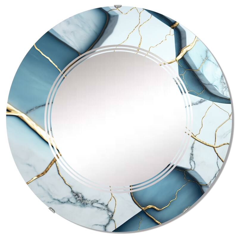 Designart 'Abstract Geode White II' Printed Abstract Marble Wall Mirror