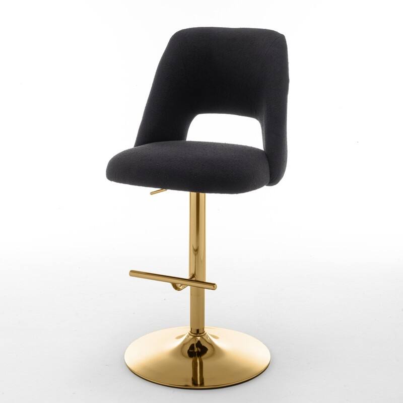 Best Quality Furniture Adjustable Textured Fabric Barstools with Chrome Finish Base (Set of 2)