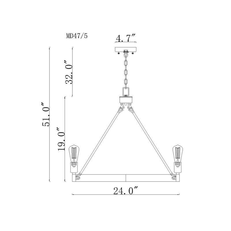 Aafje Matte Black Pentagon 5 Light Wood Grain Paint Chandelier 24 Inch.