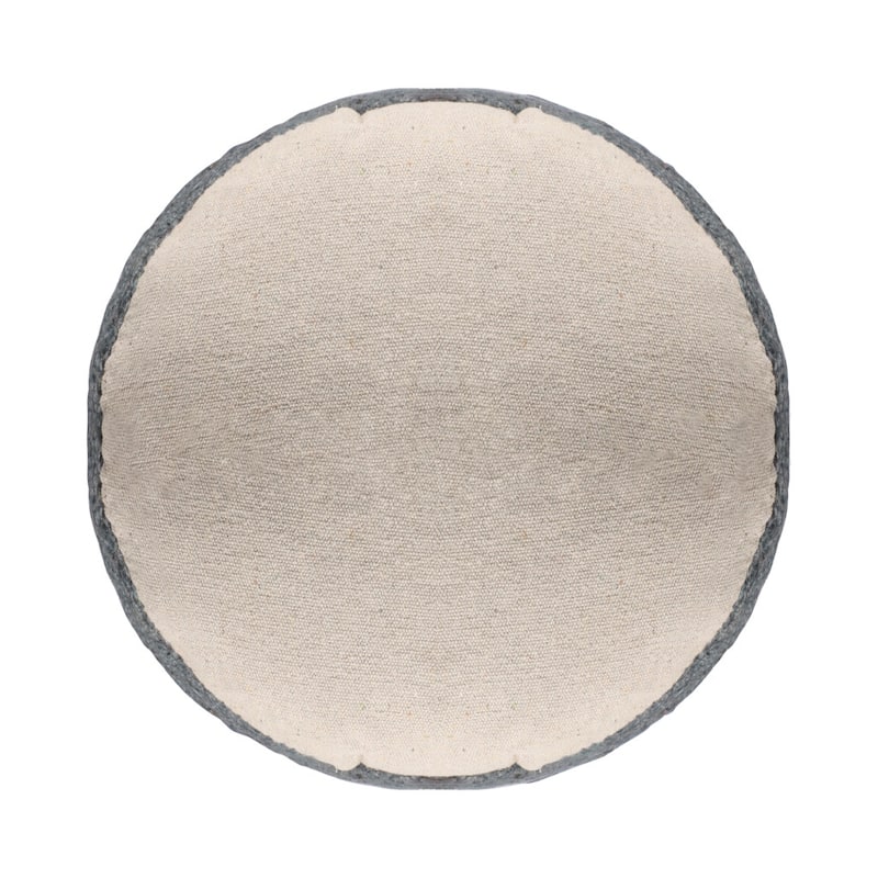 HomeRoots 18" Natural And Gray Jute Blend Cylinder Striped Pouf Ottoman