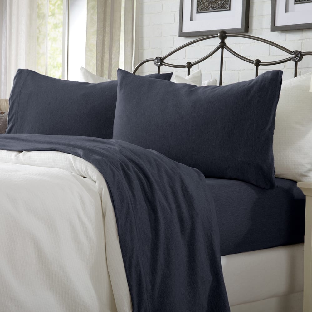 Linery & Co. Heathered Melange Cotton Jersey Knit Sheet Set