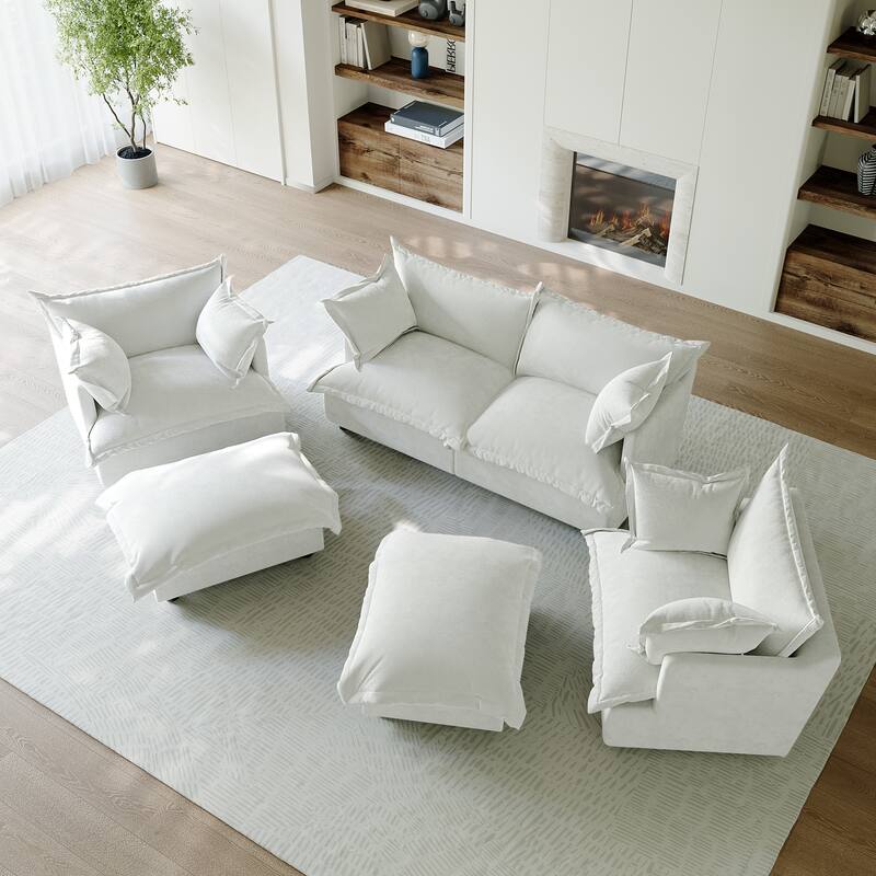 6 Piece Oversized Chenille Comfy Cloud Modular Sectional Sofa Set
