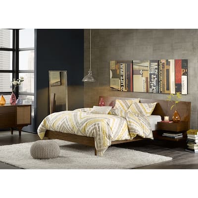 King Size Wood Storage Bed with 2 Built-in Nightstands and Hidden Storage