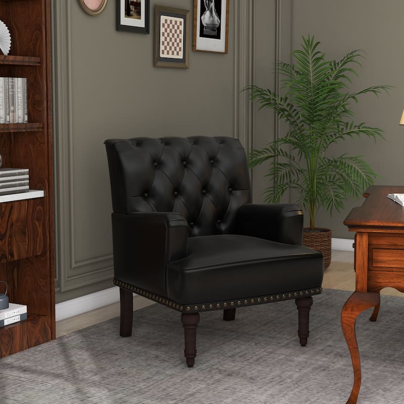 PU Leather Living Room Accent Chair with Tufted Back