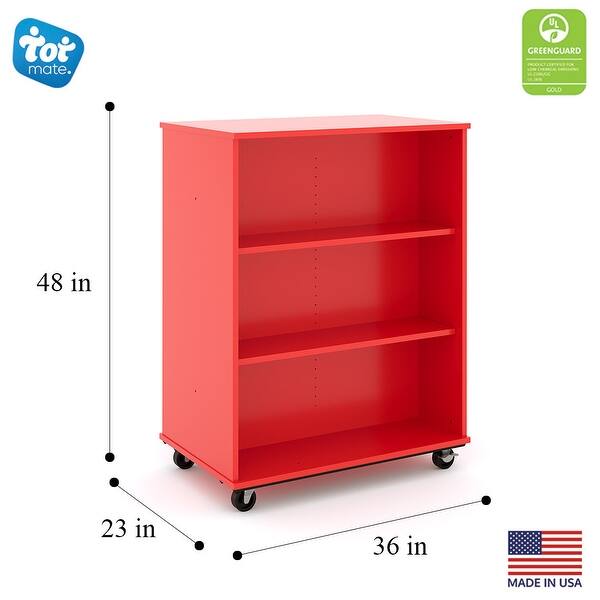 dimension image slide 1 of 4, Tot Mate Double Sided Mobile Bookcase 48H