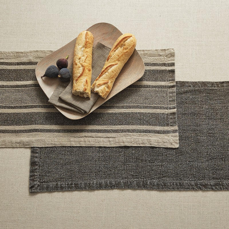 Split P Charcoal Washed Linen Table Runner 60''L - 14" x 60"
