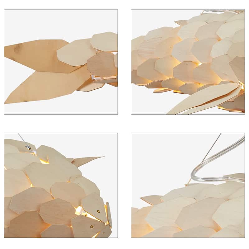 Handmade Fish-shaped Ceiling Lamp Wood Pendant Light