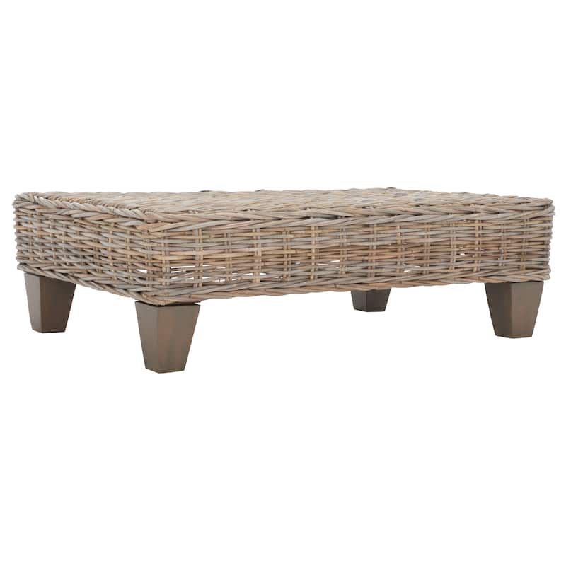 SAFAVIEH Caron Washed Natural Wicker Bench - 41" W x 28" D x 12" H - 41Wx28Dx12H