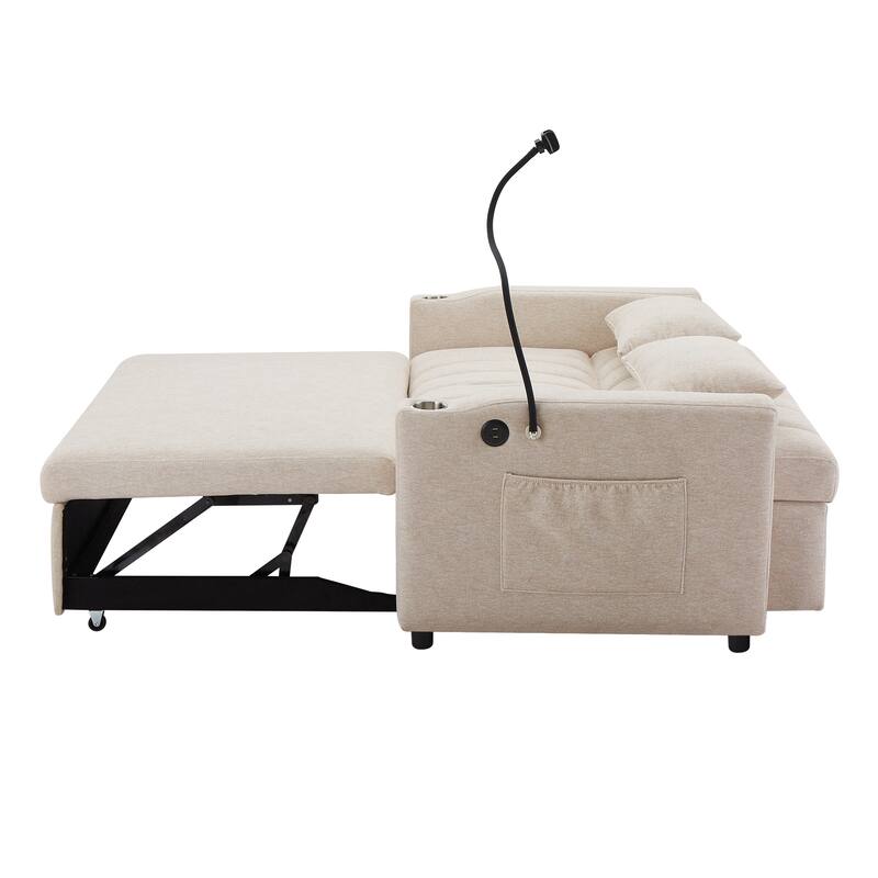 55.9" Convertible Sofa Bed Loveseat Sofa with Three USB Ports