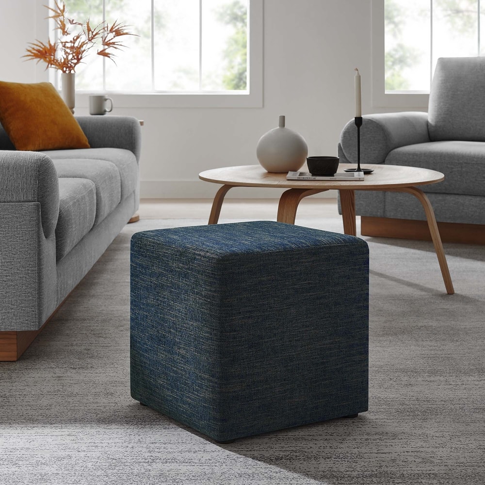 Callum 17"/28" Square Woven Heathered Fabric Upholstered Ottoman