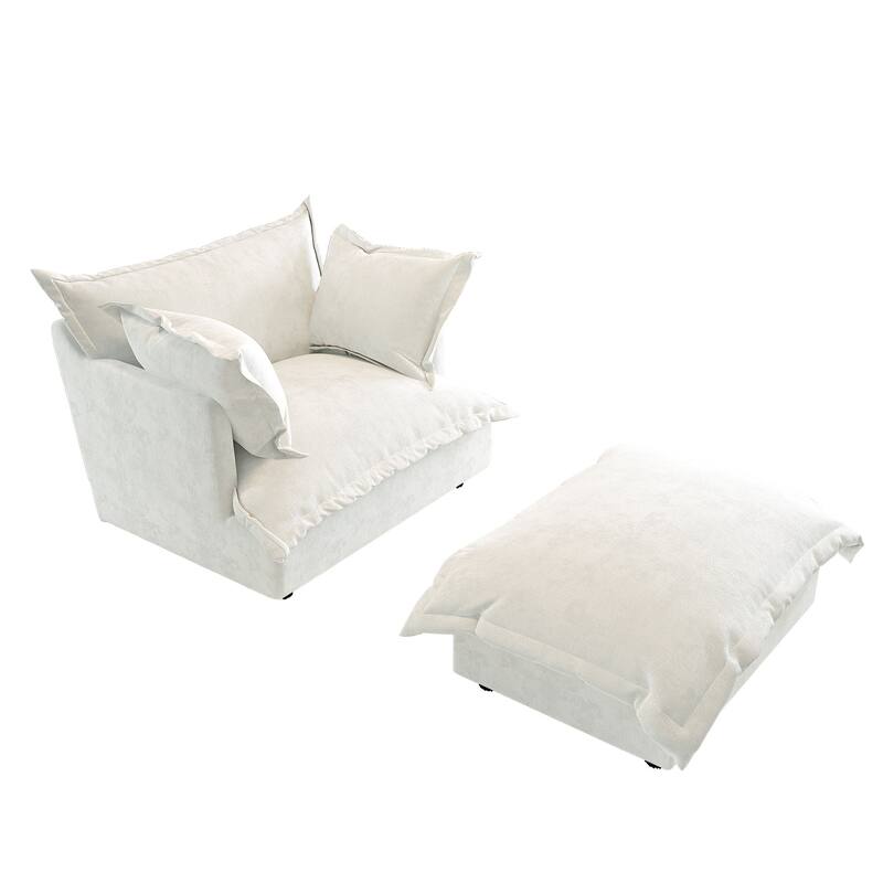 Modern Cloud Chaise Longue Accent Chair with Ottoman set