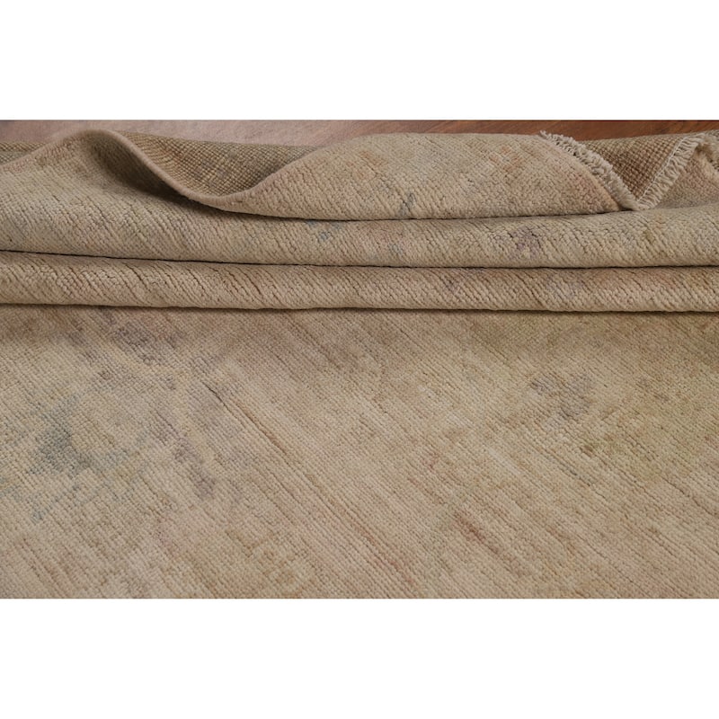 Vegetable Dye Oushak Turkish Area Rug Handmade Floral Wool Carpet - 5'10"x 9'1"