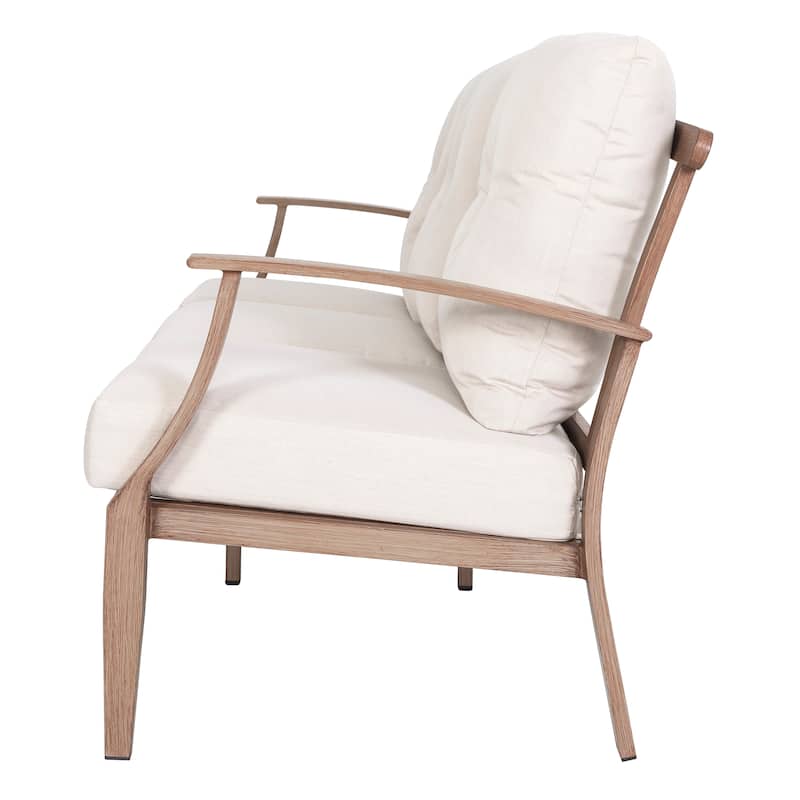 4-Piece Patio Conversation Set with Cushions, Aluminum Frame, Beige