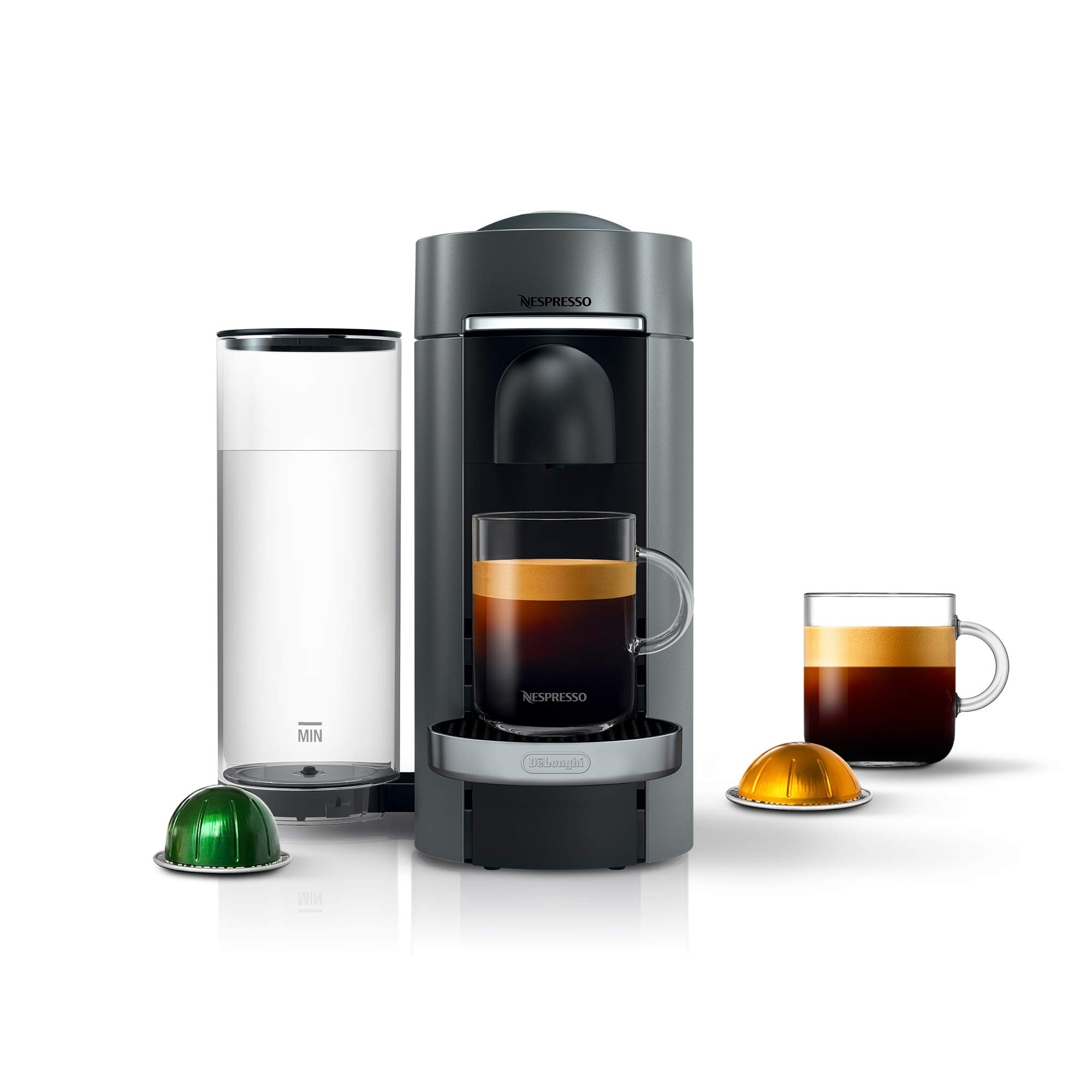 Vertuo Plus Coffee and Espresso Maker by De'Longhi, 60 ounces, Titan,Grey - Machine Only