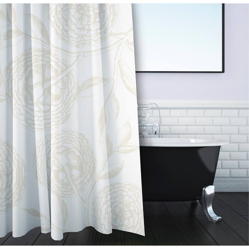 71 x 74-inch Antique Flowers Floral Print Shower Curtain