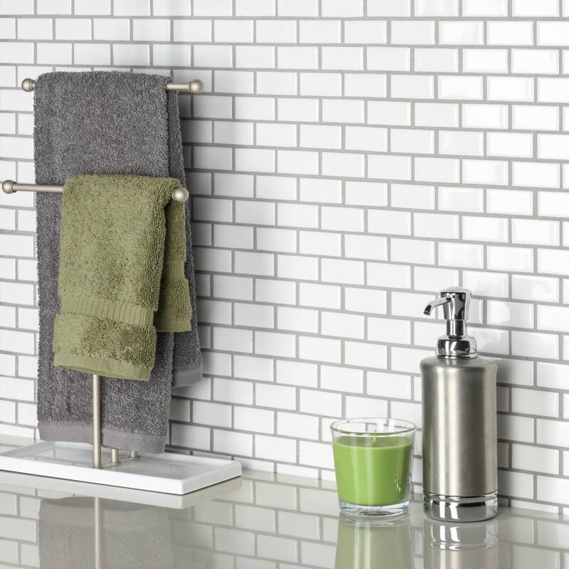Merola Tile Hudson Subway White 11-3/4" x 12" Porcelain Floor and Wall Tile