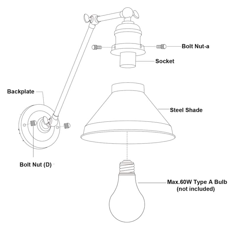 Alexis Reading Light Adjustable Swing Arm Wall Lamp with Metal Shade