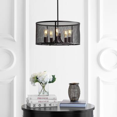 SAFAVIEH Lighting Lutetia Adjustable 5-Light Led Brass Pendant - 20"x20"x13.5-43.5" - Dark Grey - 20Wx20Dx44H