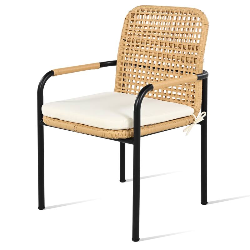 7-Pieces Patio Wicker Dining Set with Umbrella Hole
