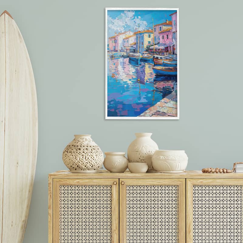 Stupell Abstract Harbor Reflection Framed Giclee Art Design By LSR Design Studio