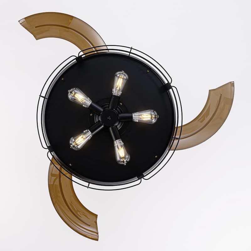 52" Industrial Retractable 3-Blade Ceiling Fan Chandelier with Remote