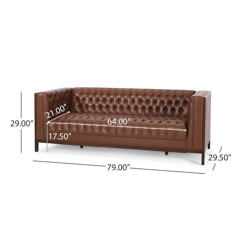 Roomfitters Chesterfield 3-Seater Sofa, Tufted Faux Leather Couch for Living Room
