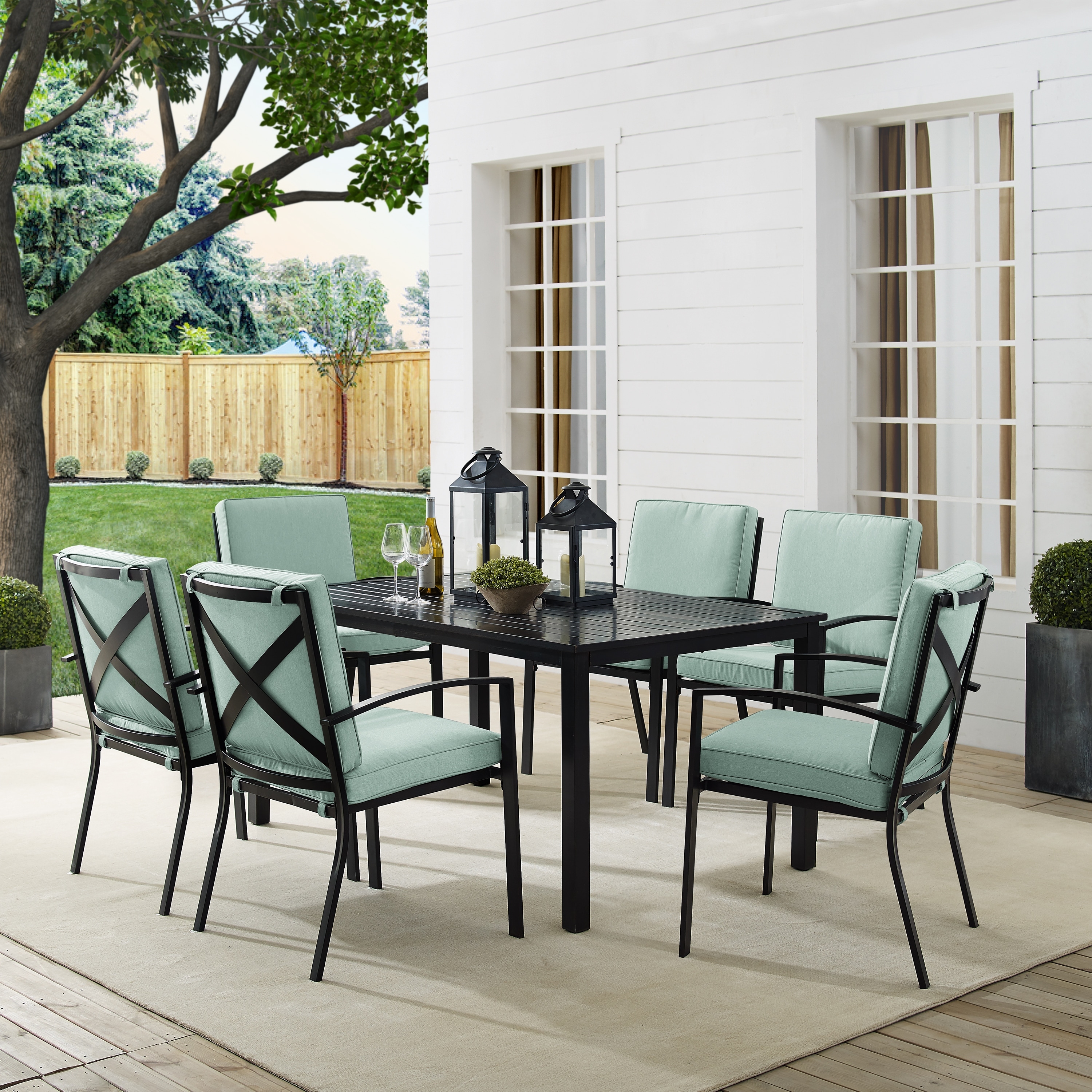 Crosley Kaplan 7-piece Oil-rubbed Bronze Green Cushions Outdoor