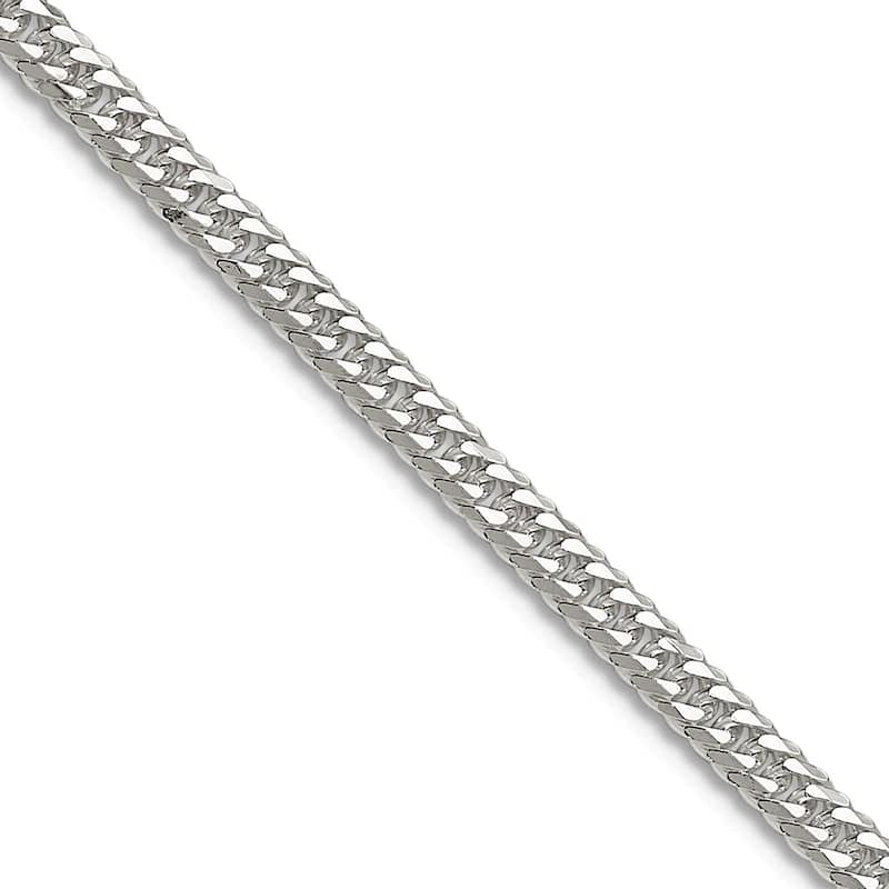 Curata 925 Sterling Silver 3.0mm Double Beveled Curb Chain Necklace