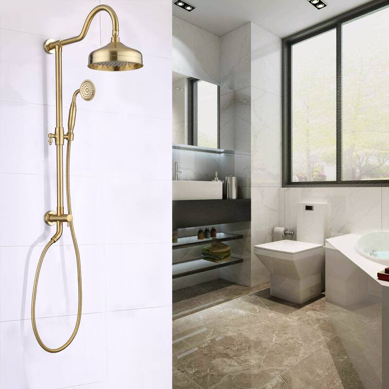 Proox Wall Mount Bathroom Rainfall Shower Fixtures Faucet with 8 inch Shower Head Handheld