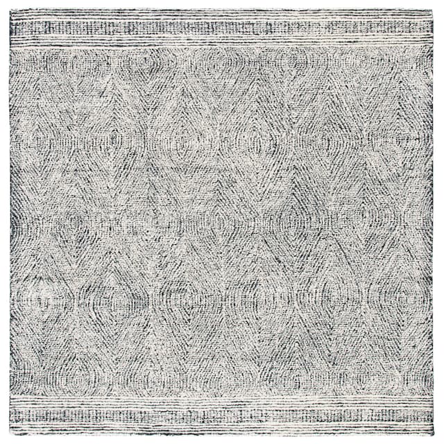 SAFAVIEH Handmade Abstract Zenzi Modern Wool Rug - 8' x 8' Square - Ivory/Charcoal