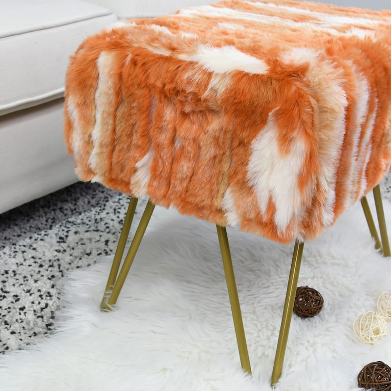 Home Soft Things Soft Fauxfur Ottoman Fuzzy Entryway Bench Seat