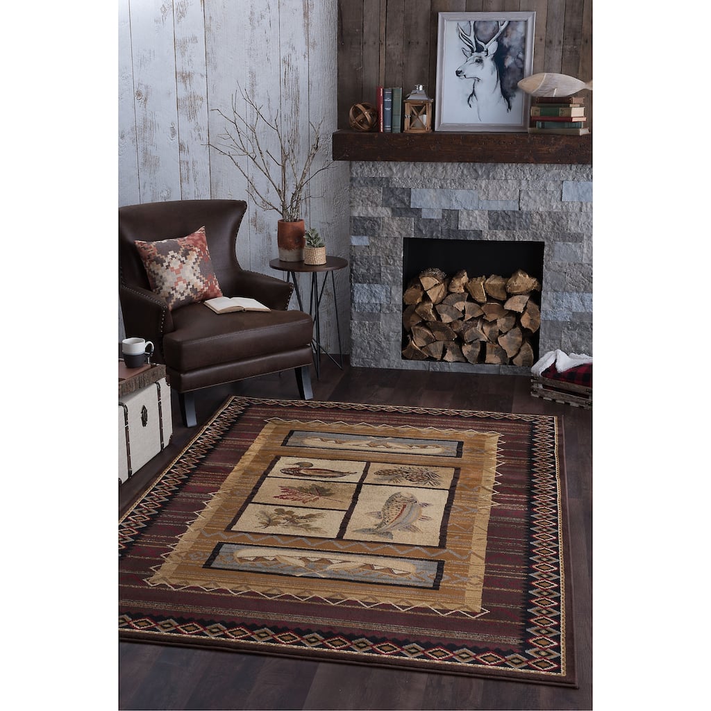 Natural Lodge Novelty Graphic Indoor Area Rug