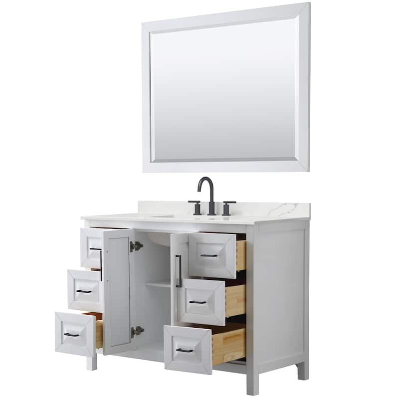 Daria 48-inch Single Vanity, 3 Hole Quartz Top, 46-inch Mirror