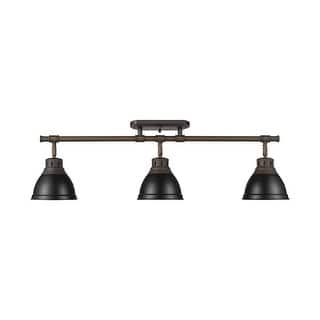 Yep by Golden Lighting Duncan 3-light Semi-Flush Mount in Rubbed Bronze and Matte Black shade
