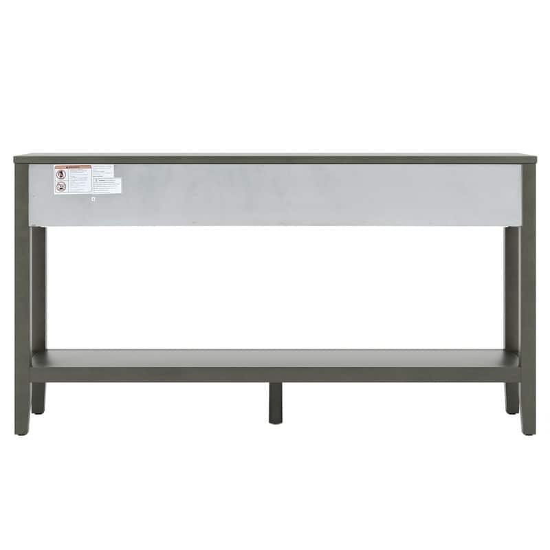 62.2" Modern Farmhouse Console Table with 3 Drawers & Open Shelf