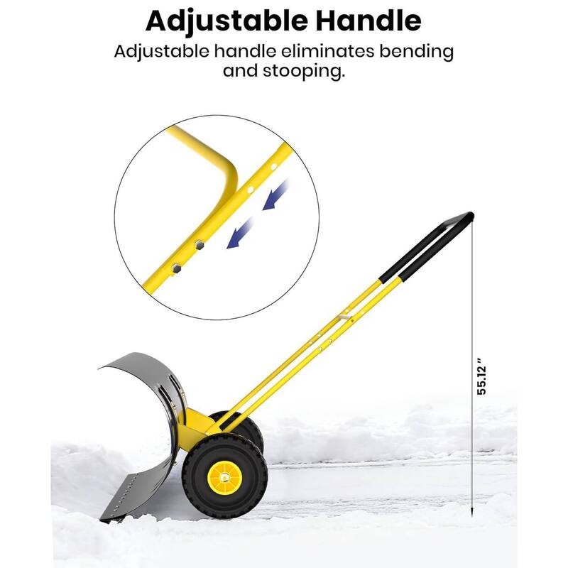 Heavy Duty U-Shaped Rod 29-Inch Steel Snow Shovel Plow for Driveways, Sidewalks, Yards