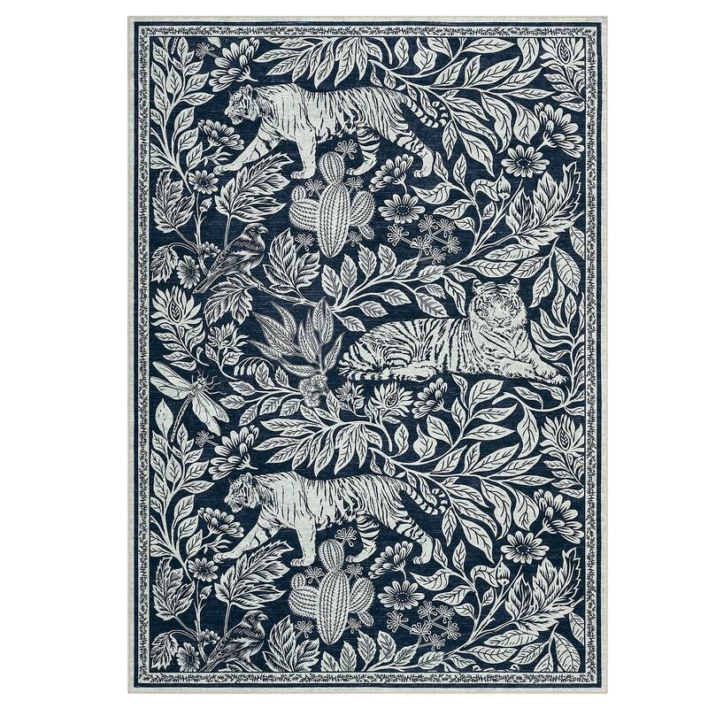 Forest Tiger Rugs Living Room Rug, Soft Washable Bedroom Rug, Low Pile Non-Slip Dining Room Home Office Carpet