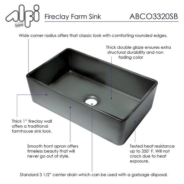 Shop Alfi Brand Abco3320sb 33 Traditional Reversible Single Fireclay Farmhouse Rectangular Kitchen Sink Concrete Color Overstock 23138693