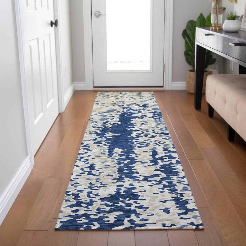 Machine Washable Indoor/ Outdoor Abstract Chantille Rug